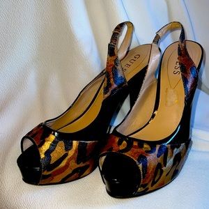 Guess Sling-back Open toe Cheetah Heels